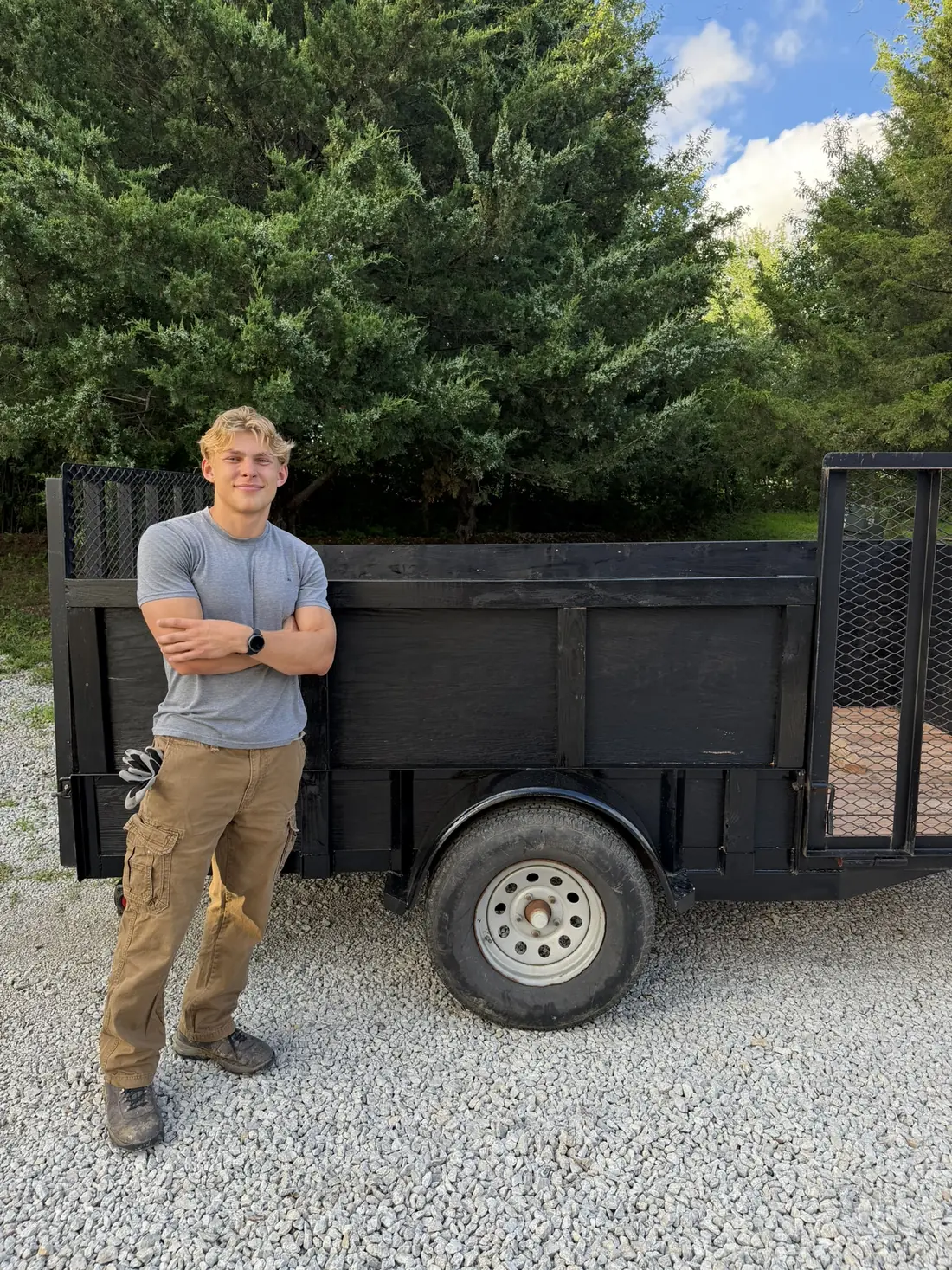 Bryce with the Rudolph Hauling dump trailer