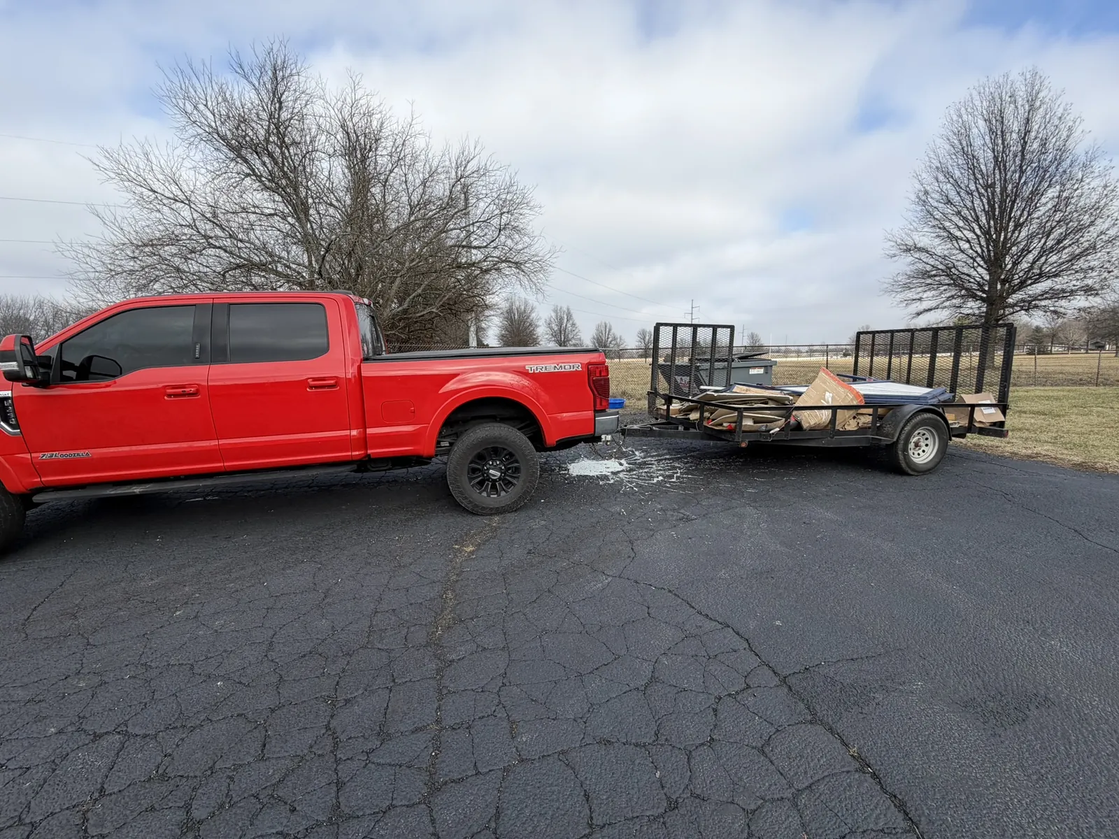Truck and trailer loaded up