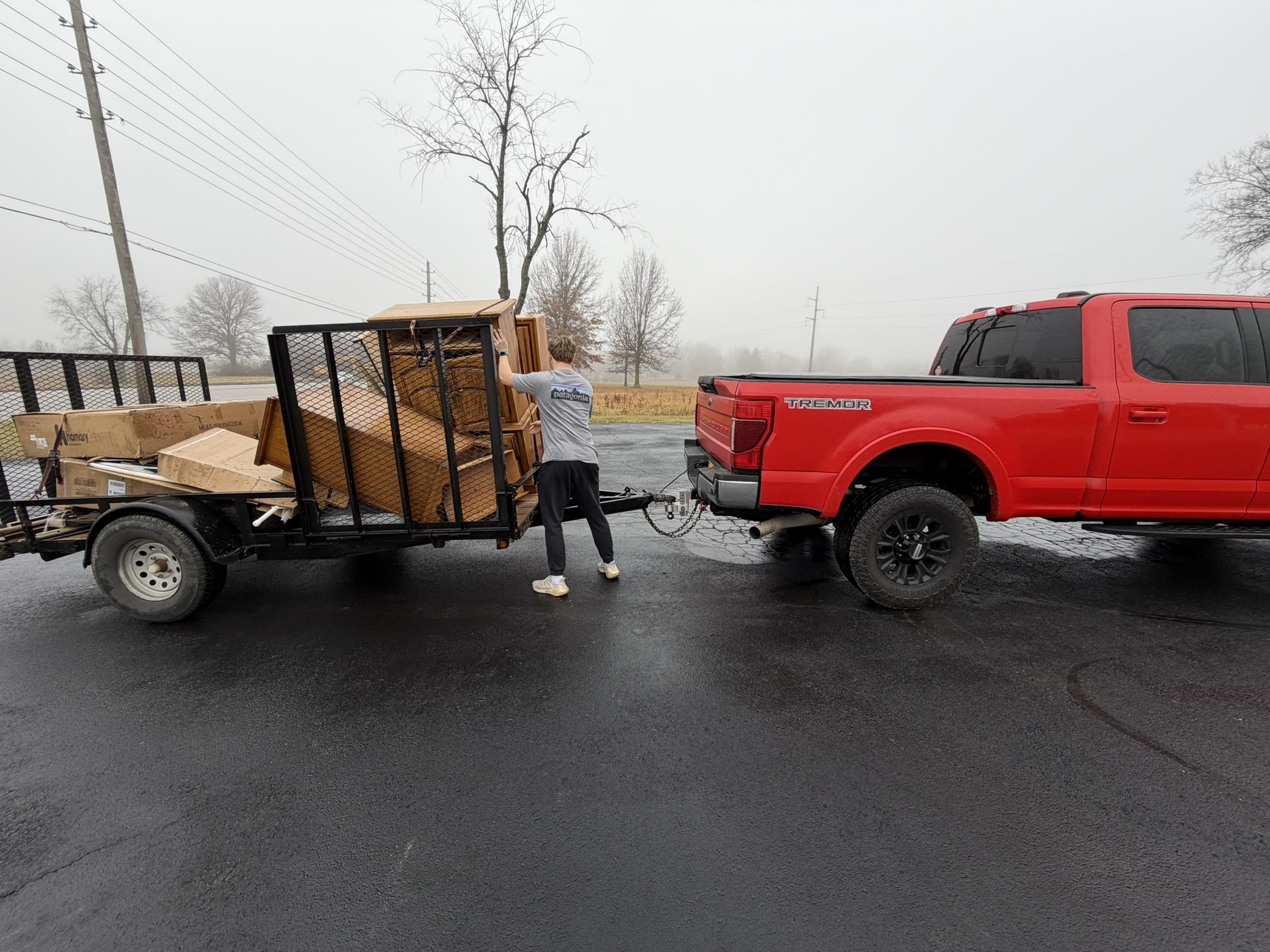 Loading furniture onto trailer